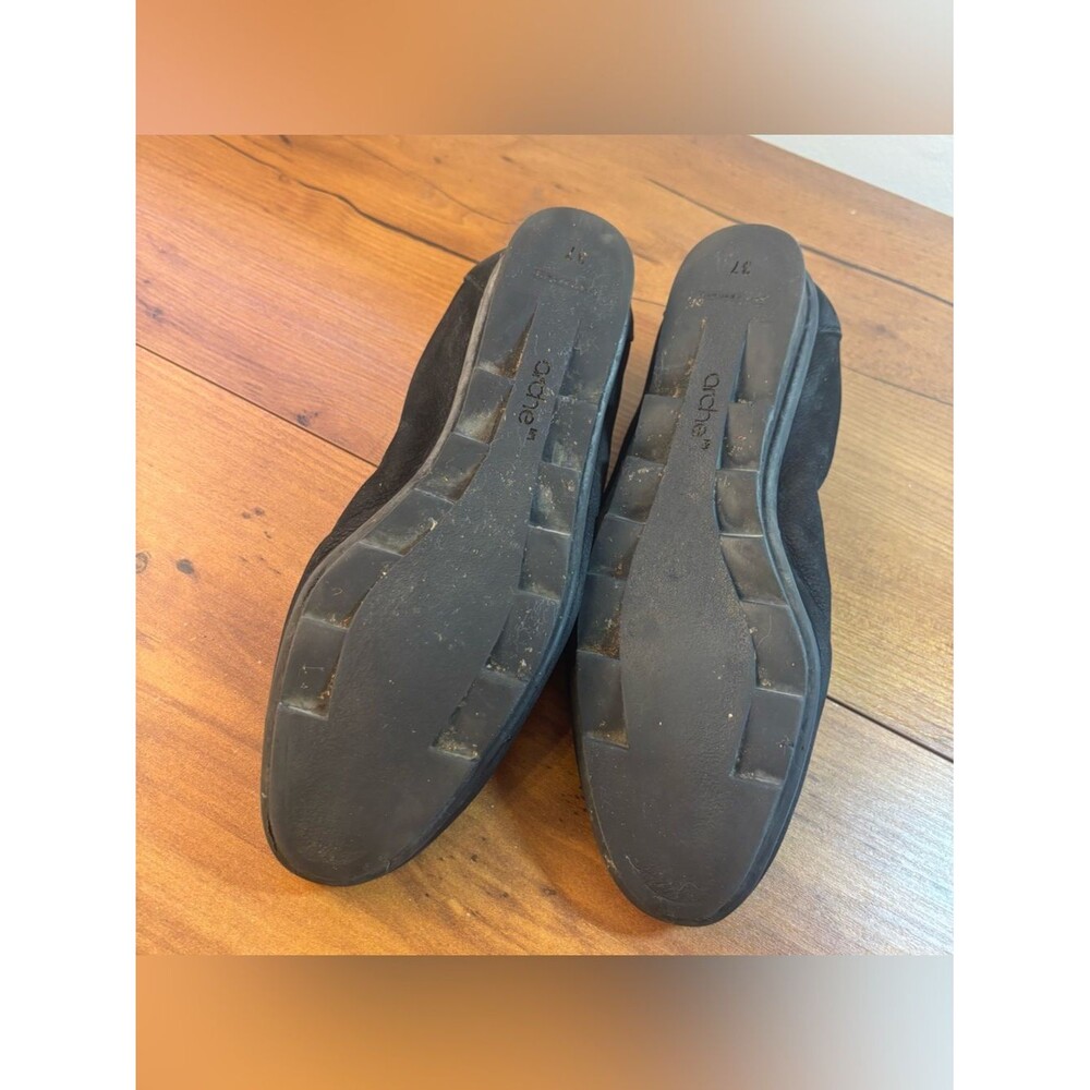 Arche Laius Black Nubuck Suede Leather Ballet Flat Round Toe France 37 / 6 - Picture 7 of 8